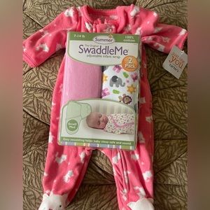 Baby girl sleeper and swaddle bundle NB